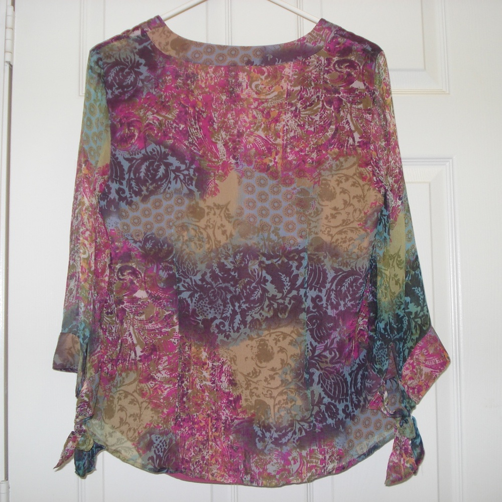 Coldwater Creek Layered 3/4 Sleeve Blouse Size M - Picture 2 of 8